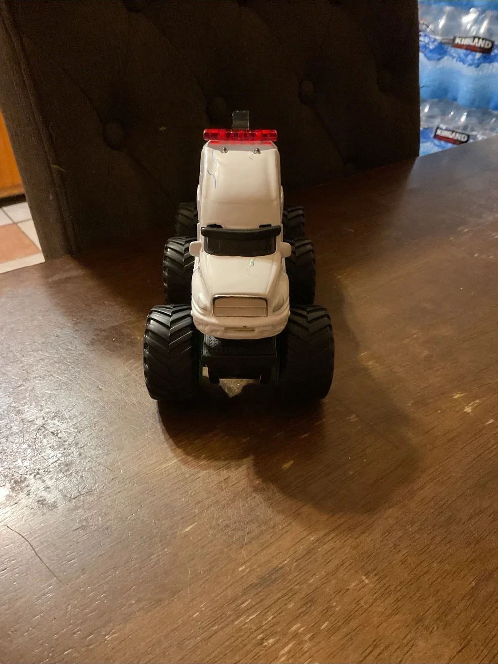 White Monster Truck Toy with Red Light Bar - Kids Off-Road Vehicle